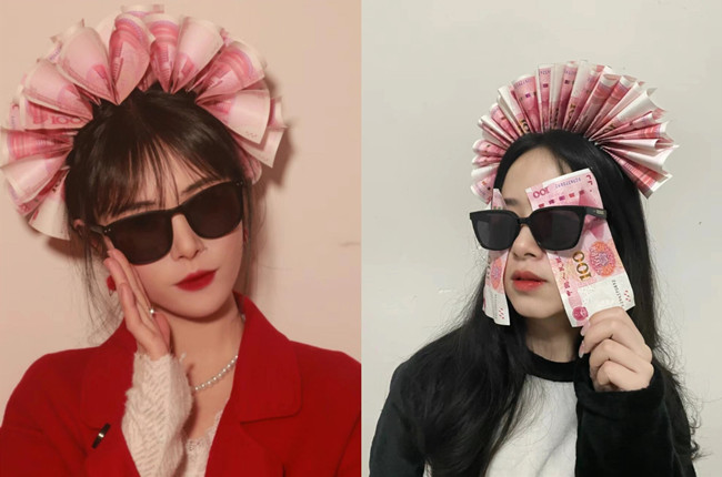  新娘簪錢花創(chuàng)意拍照，廣西彩妝寫真分享