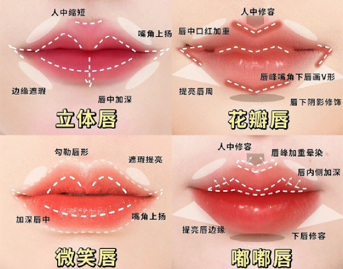 不同唇妝畫(huà)法教程，南寧化妝教學(xué)機(jī)構(gòu)分享