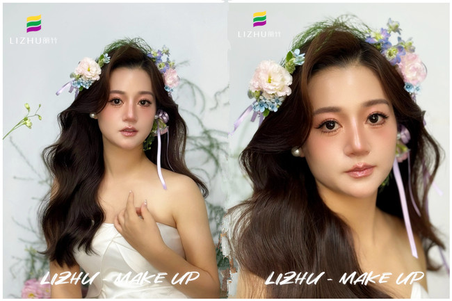 韓系鮮花新娘，廣西新娘化妝學(xué)校課堂作品