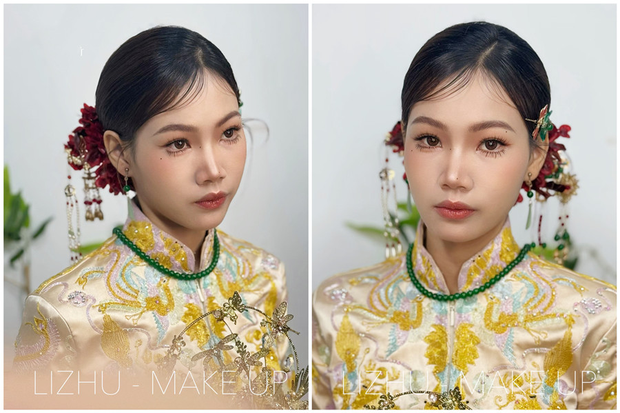 龍鳳褂新娘造型解析，廣西新娘化妝跟妝