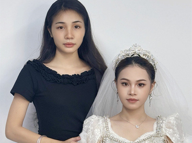 婚禮新娘造型，南寧化妝高彩班學(xué)員作品