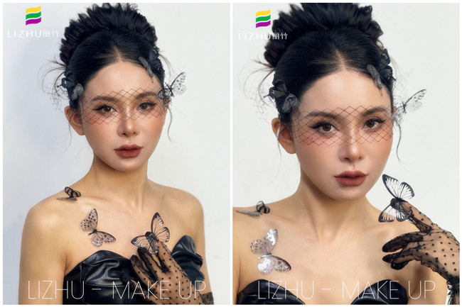 黑色蝴蝶面紗造型，廣西化妝專業(yè)課堂作品